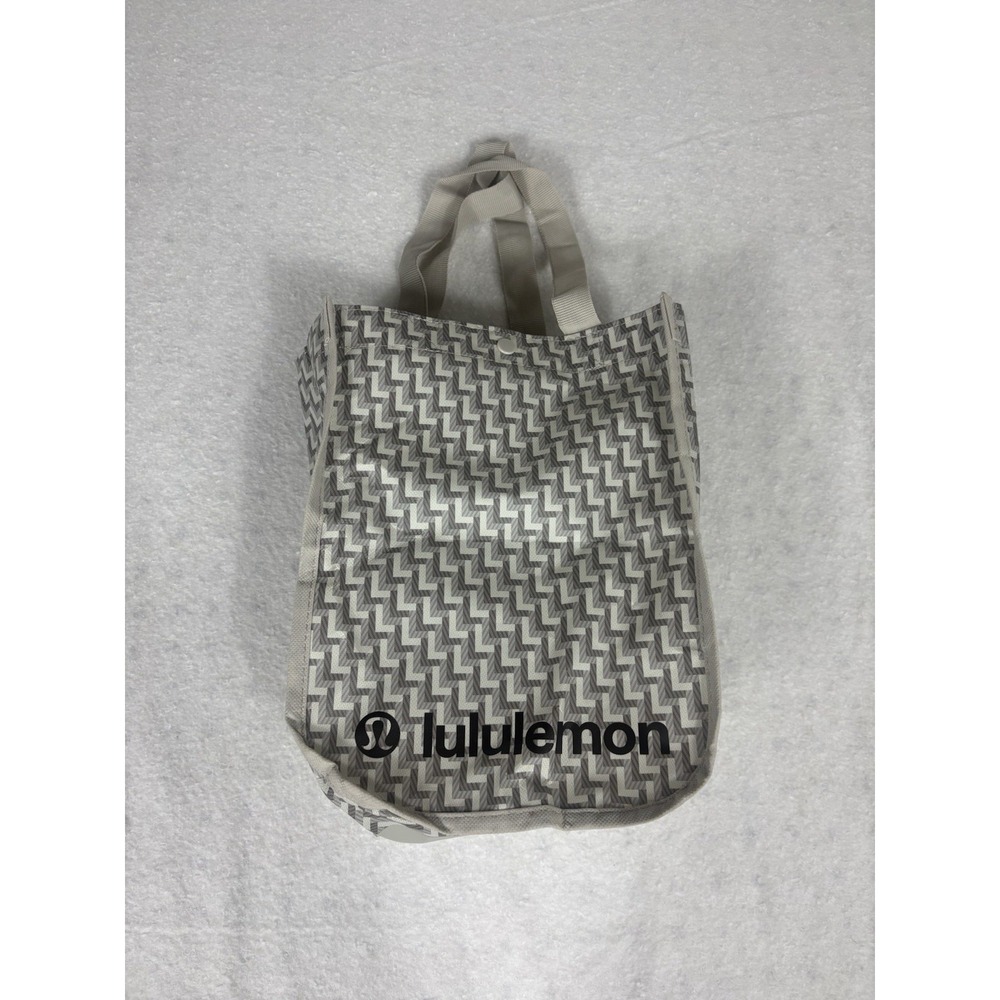 Lululemon Reusable Shopping Tote Bag Gray Patterned 8x11 Small